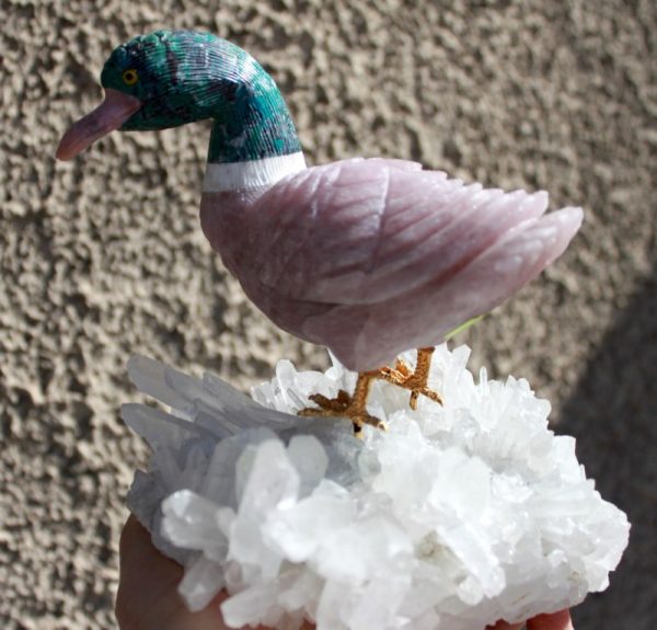Handgeschnitzte Ente - auf Bergkristall - Image 3