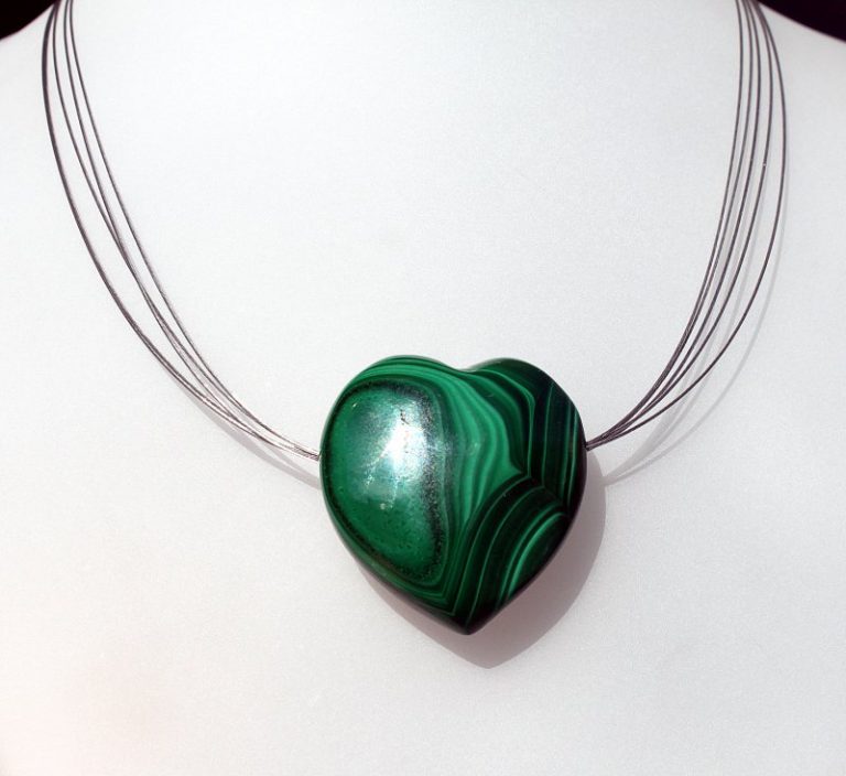 Malachit  Herz Collier