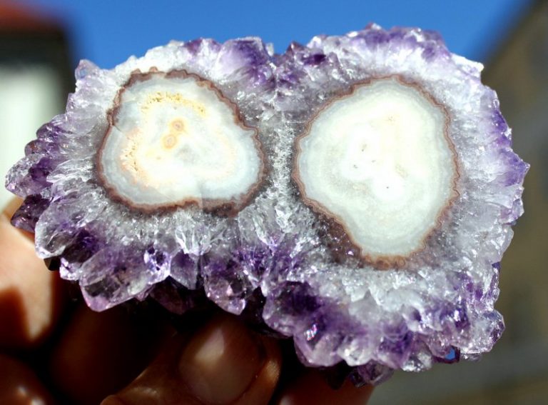 AMETHYST Doppelstalagtit Querschnitt