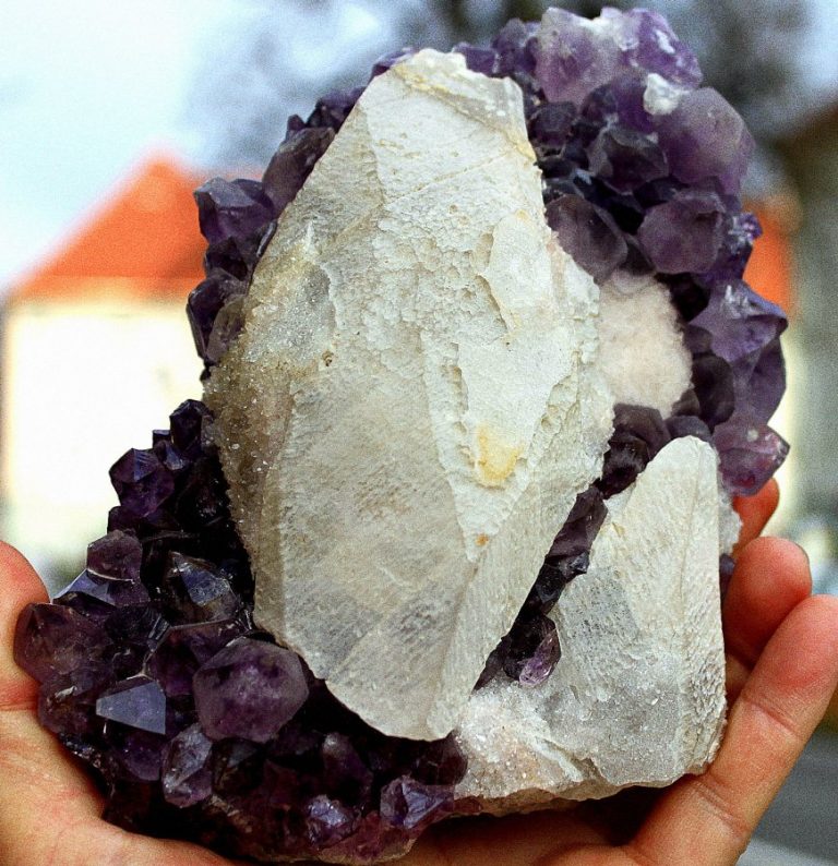 CALCIT xx auf AMETHYST xx - BRASILIEN